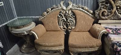 A beautiful embroidery designs bed dressing and 2 seat sofa 0