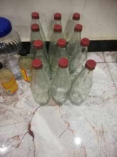 plastic bottles and glass jars