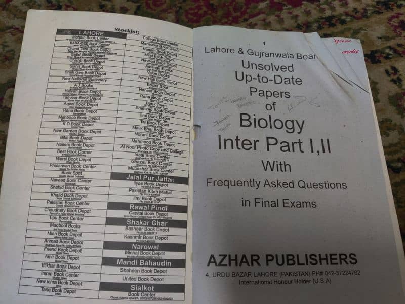 Biology inter (1&2) unsolved past papers 1