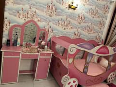 kids girls bed and dressing table