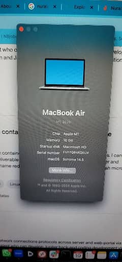 Macbook Air M1 16gb 256gb silver