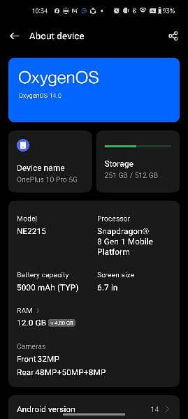 One plus 10pro 12 512 non pta argent sale with charger no box 1