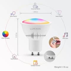 Smart GU10 Spotlight Bulb, Music Sync, RGBCW Color Changing Bulb A869 0