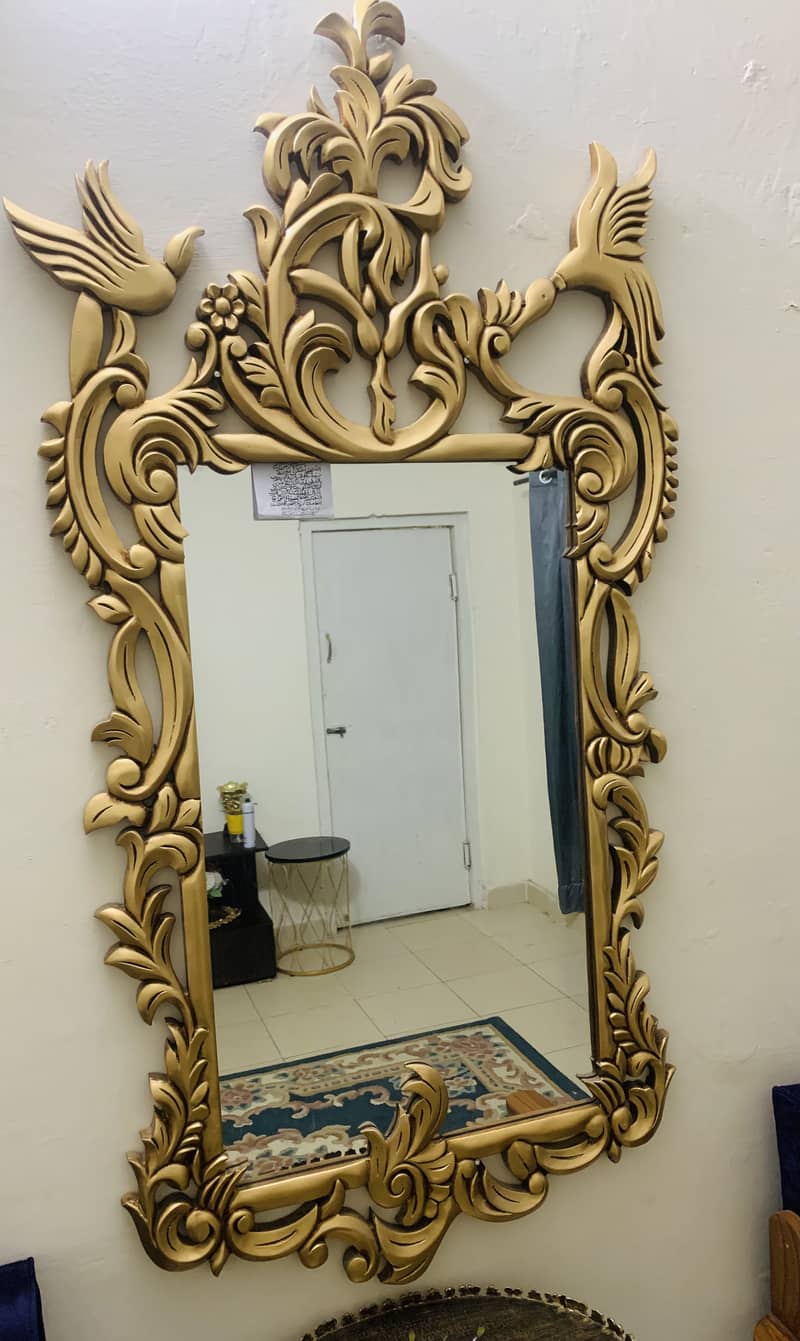 Brand New victorian Mirror golden colour. Used for 3 months only. 1