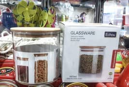 Mini Glass Jars with Bamboo Lids, 685 ML Spice Jars, Food Storage