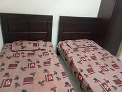 2 Single bed with mattress n single cupboard