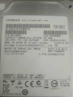 hard disk 500 gb hitachi bilkul new only on 2500