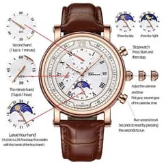 Chenxi 976 Leather Chronograph Date Men's Phase Of The Moon