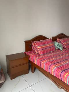 2 Single Beds with Mattress and Side tables