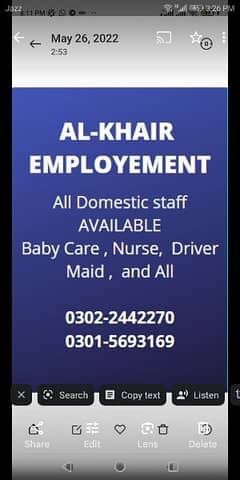 all domestic staff available chef cook helper
