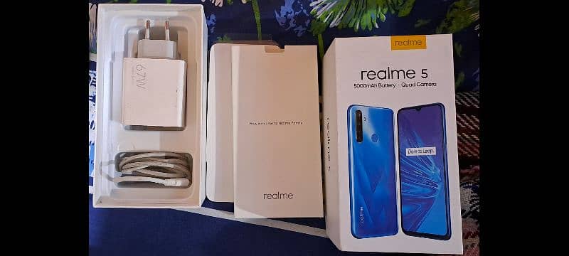 Realme 5 Mobile with box charger cable booklet 6