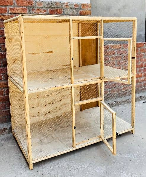 DOUBLE PORTION Solid wood cage 1