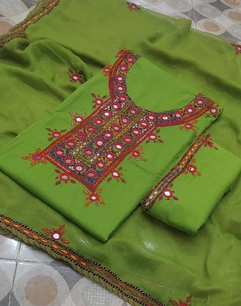 Tharri Style Balochi Balochi Embroidery With Miror Work Hand Made 15