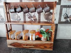 High glossy wooden kitchen rack