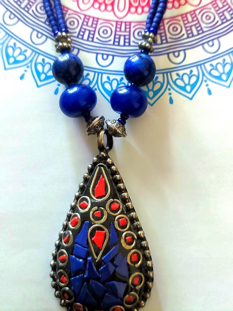 Natural stone, Marjan and Lapis Double Necklace 1