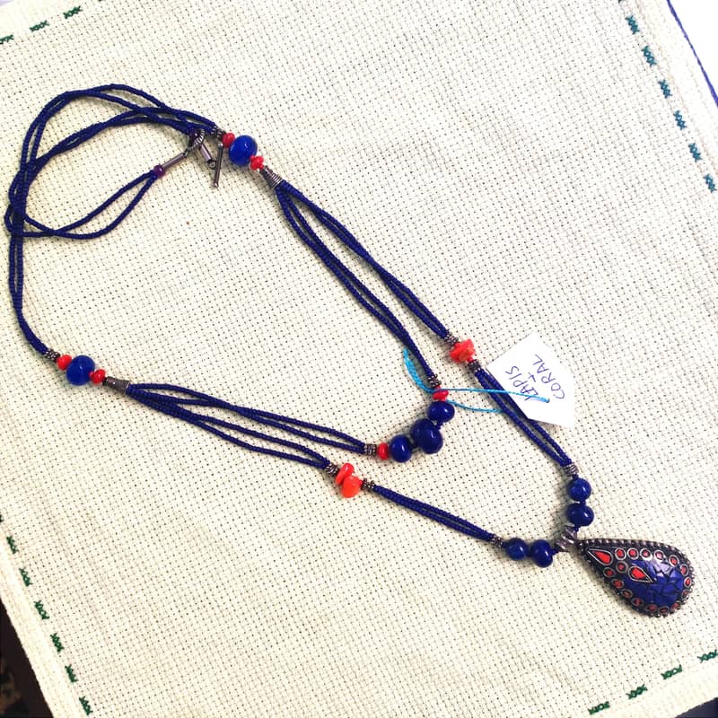 Natural stone, Marjan and Lapis Double Necklace 2