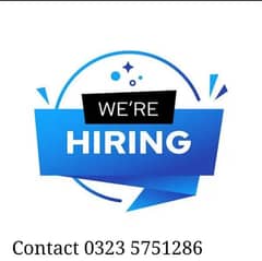 Urgently Staff Required Male and Female.