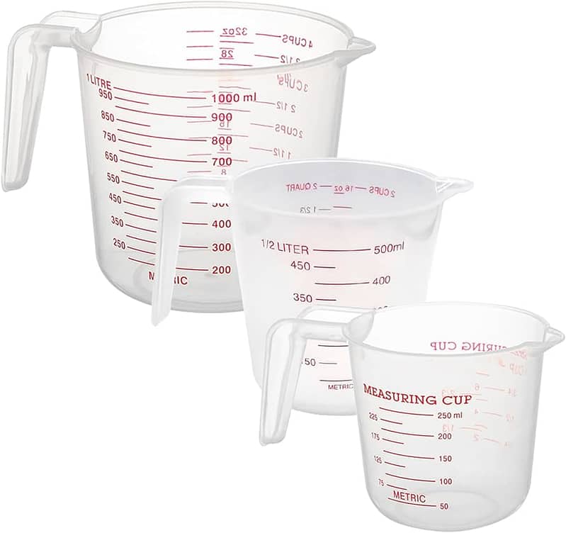 3 Pcs 250-500-1000 ML Plastic Transparent Graduated Measures Cup . 0