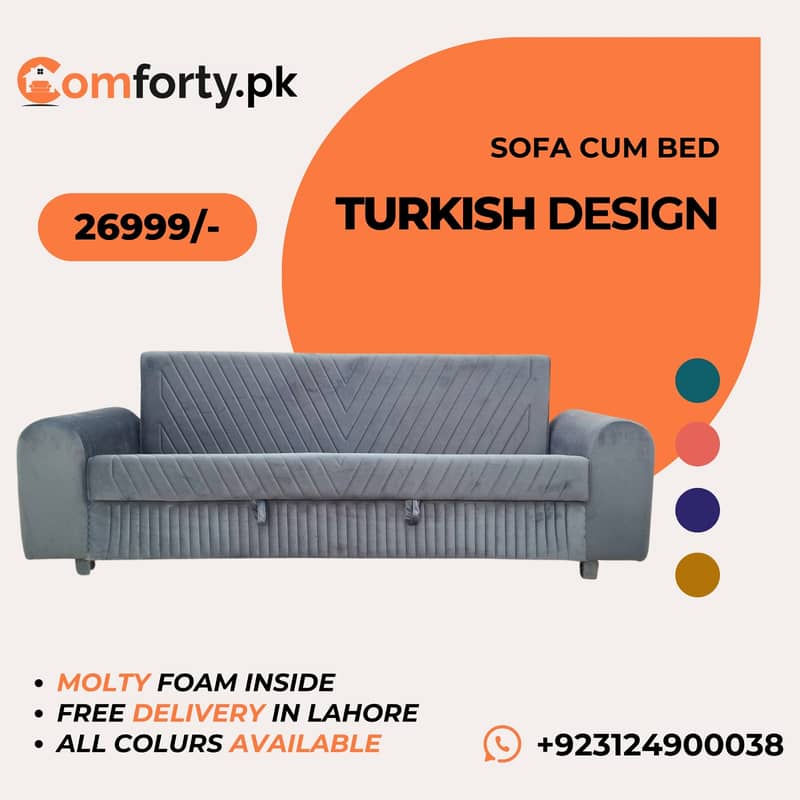 Double Sofa Cum bed|Molty|Sofa Combed|Chair set |Turkish|L-Shape |Sofa 0