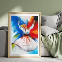 Whirling Sufi Dervaish painting|Acrylic painting on canvas