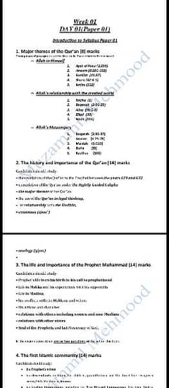 Islamiat Notes (Sir Muzzamil Mahmood)
