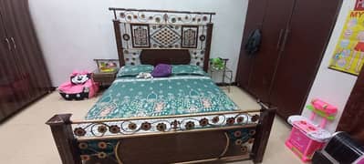 Bed for sale with side tables and dressing without mattress