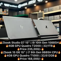 HP Zbook Studio G6 G7 G8 i9 10th i5 i7 4GB GPU T2000 RTX3000 P1000