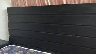 double bad with side table black colour