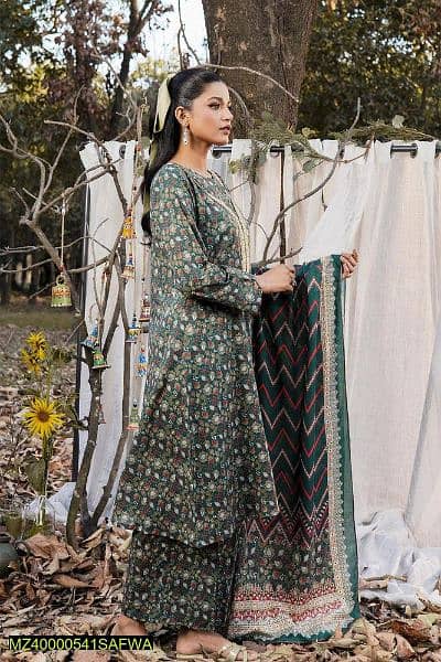 3 Pcs Woman's Stitched Printed Suit Lawn Suit 5