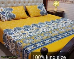 3 pcs Crystal Cotton Printed Double Bed Sheet.