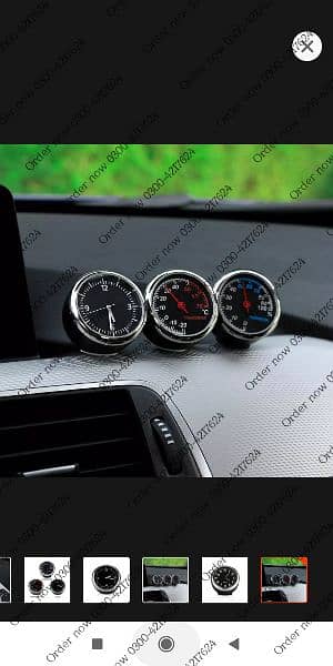 3Pcs/Set Mini Car Clock Car Thermometer Hygrometer Durable Quart 2