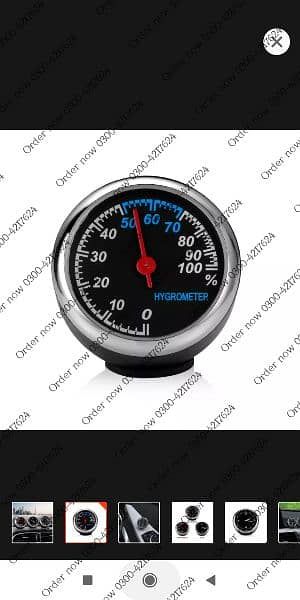3Pcs/Set Mini Car Clock Car Thermometer Hygrometer Durable Quart 5