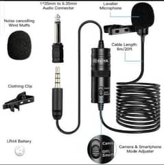 Boya mic with long wire,4 A battery,Real mic connecter
