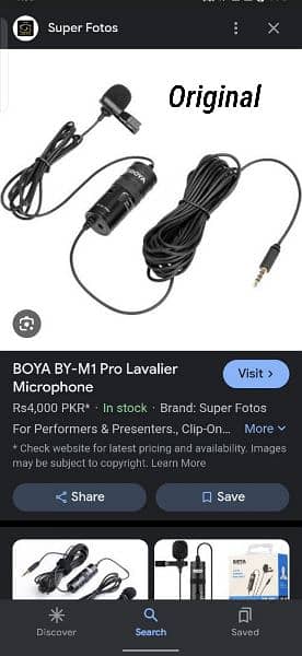 Boya mic with long wire,4 A battery,Real mic connecter 4