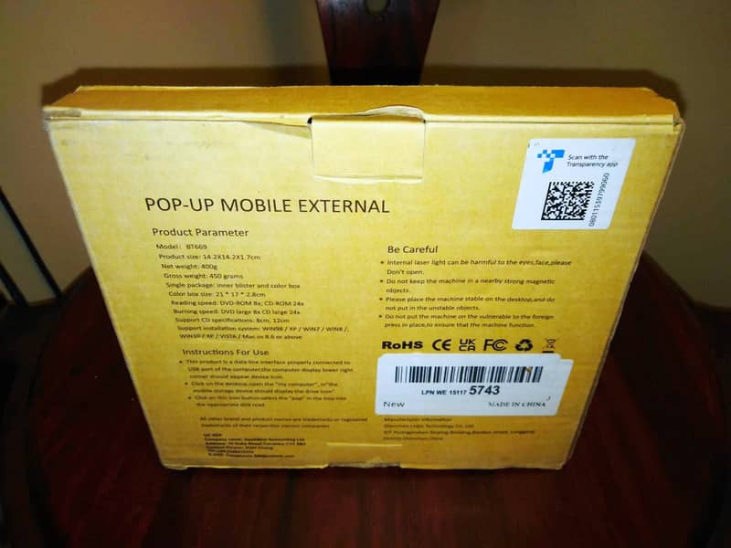 Original New Amazon Pop-Up USB Portable External Rioddas DVD/CD Drive 4