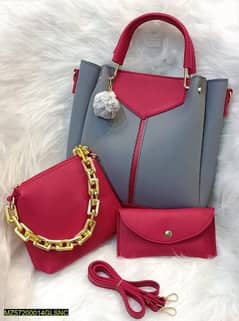 women pu leather plain top handle shoulder bag