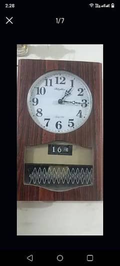 antique rhythm vintage wall clock wooden Japan day and date strike