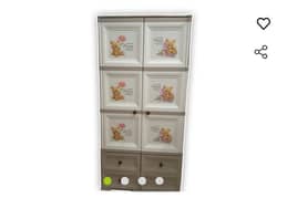 Kids plastic cupboard with double door and drawers