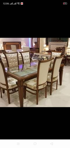 dining table set/wooden chairs/6 seater dining set/glass top dining