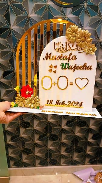 Acrylic nikkah plate for wedding nikkah, birthday, anniversary plate 11