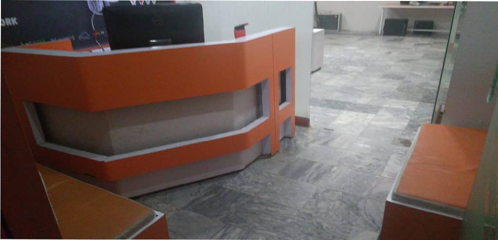 Reception Counter Set with Two side stools (2 seaters each) 1