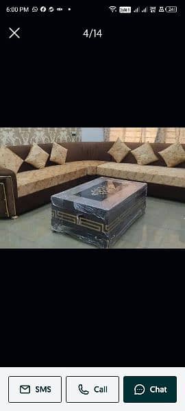 6 seater black sofa with golden work 2