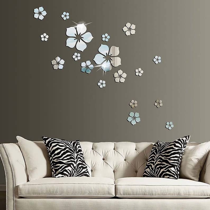 GW001 3D Mirror Flower Art Removable Wall Sticker Acrylic Mural Decal 5