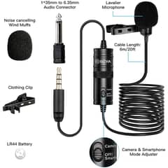 Boya mic with long wire,4 A battery,Real mic connecter