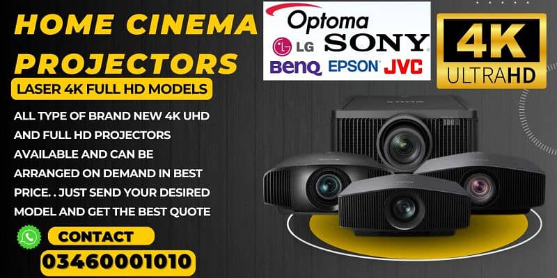 Home Cinema Projectors Laser 4K Full HD Optoma,Sony,JVC,LG, BenQ,EPSON 1