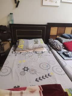 2 single bed with matress for urgent sale 0