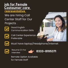 Job Opportunity for Female TSR (Remote Work Available)