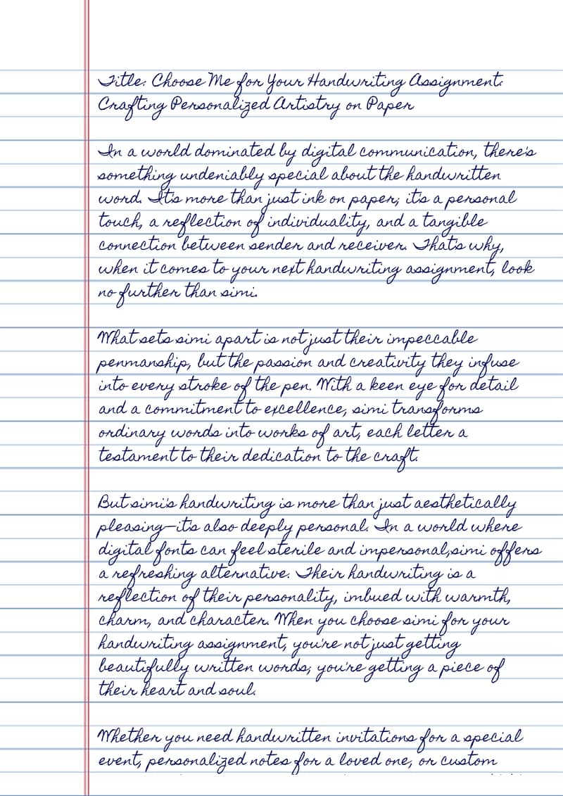 handwriting Assignment work ( in different handwriting style . . . ) 4