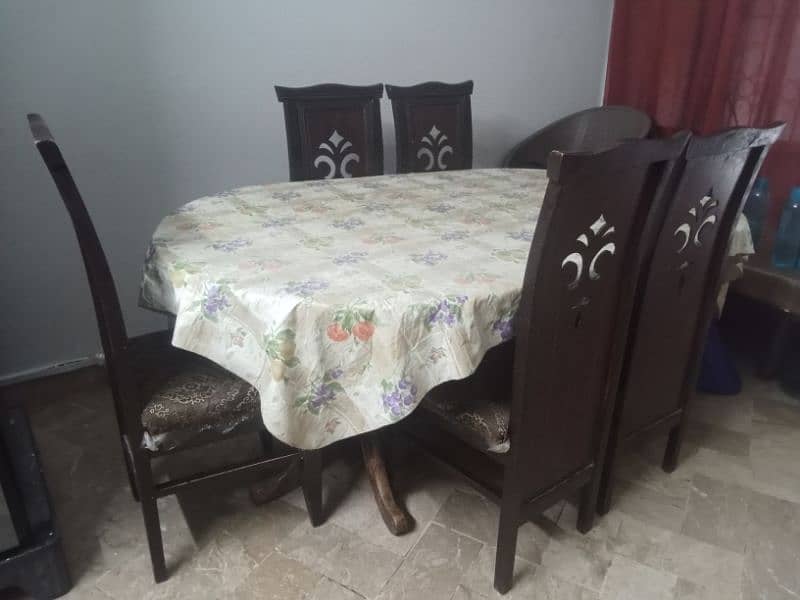 Dining table with 6 chairs brown colour 1