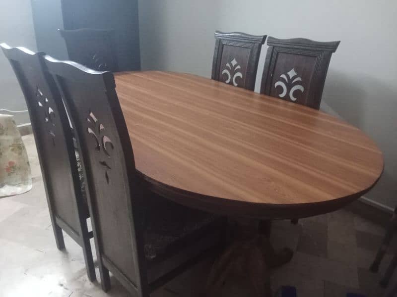 Dining table with 6 chairs brown colour 3